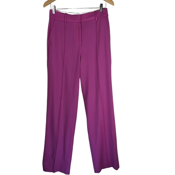 J.Crew Wool Blend Tailored Trousers Pink Fuchsia Wide Leg Pants Size 4 - Picture 10 of 13